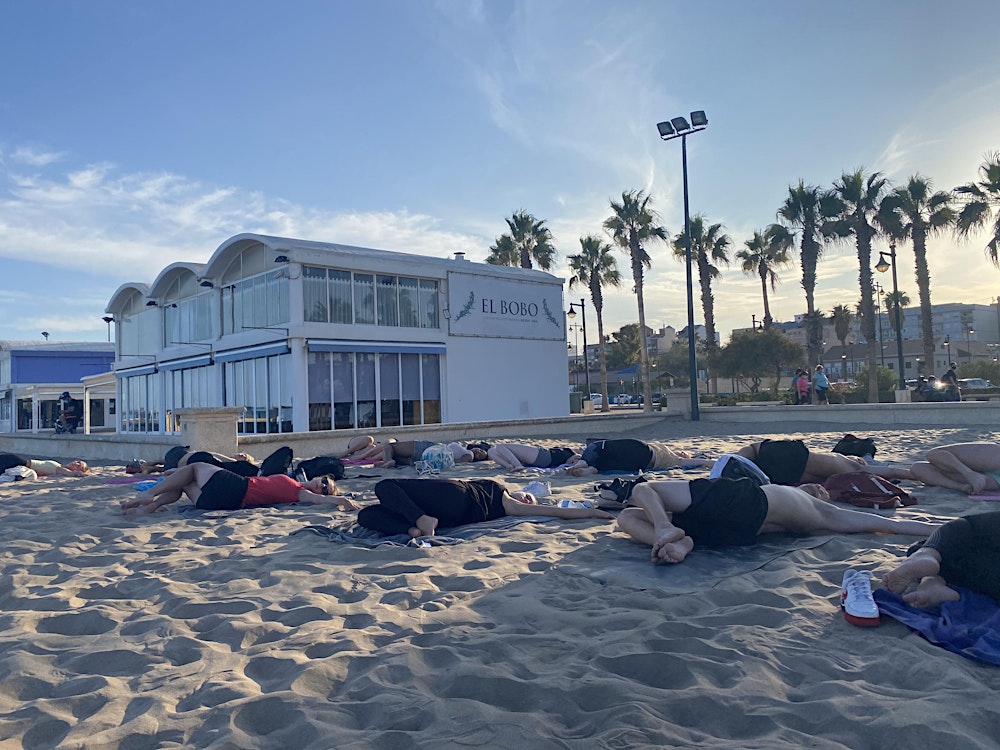 Beach Yoga Class At Playa de L’arenal in Jávea, Spain