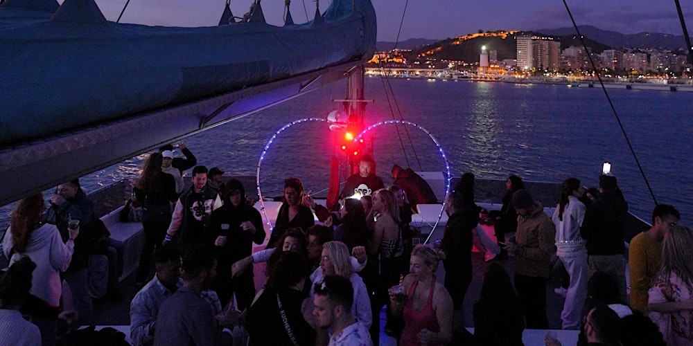 Malaga – Sunset on Boat party, music with @YeknomBlack + Glass of Cava