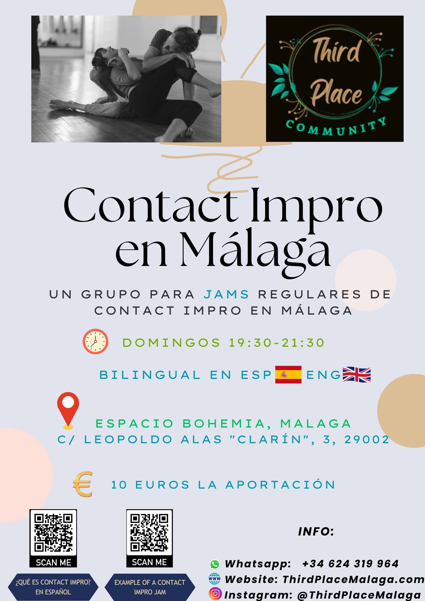 Contact Improvisation in Malaga : dance, movement, connection, awareness, play