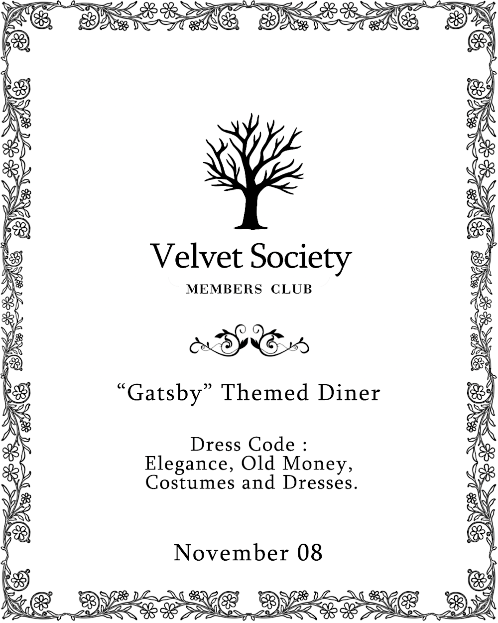 “Gatsby” Themed Dinner experience
