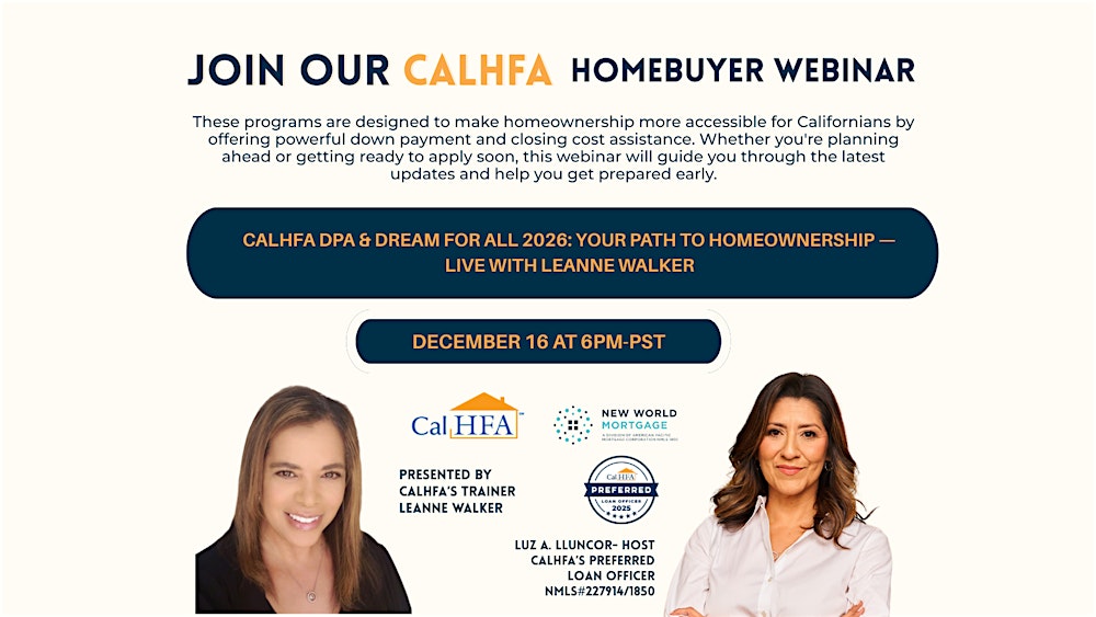 CalHFA DPA & Dream For All 2026: Your Path to Homeownership | Dec 16